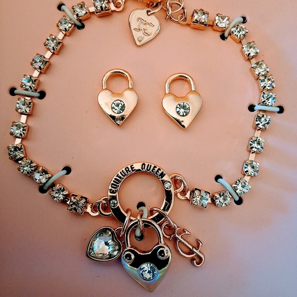 💥 Juicy Couture Y2K Luxe Heart Lock Jewelry Set – Vintage Glamour - Picture 4 of 5